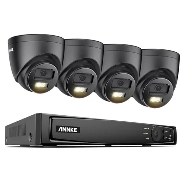 Sikkerhedsmonitorer & Videokameraer^Sikkerhedskamera, 6MP opløsning, bevægelsesdetekteringsteknologi,8CH NVR 4Pcs Kamera, 4T