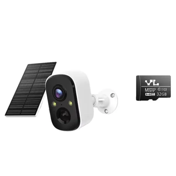Sikkerhedsmonitorer & Videokameraer^Sikkerhedskamera, Solcelledrevet, AI Menneskedetektion,Solarkamera 32G kort