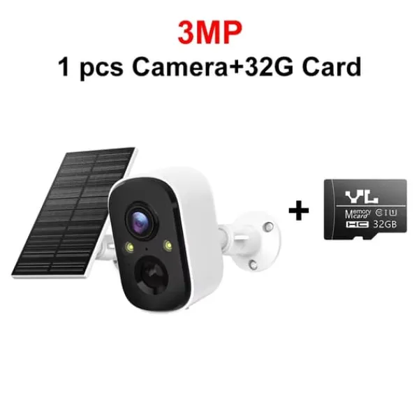 Sikkerhedsmonitorer & Videokameraer^Sikkerhedskamera, Solcelledrevet, AI Menneskedetektion,Solarkamera 32G kort