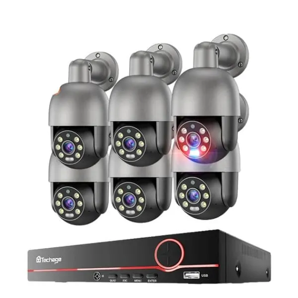 Sale Sikkerhedskamera System, 8 Kanaler, Fuld Farve Nattesyn,8CH 6 Kamera 8MP, Ingen Sikkerhedsmonitorer & Videokameraer