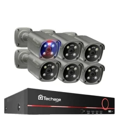 Clearance Sikkerhedskamera System, 8 Kanaler, AI Ansigtsgenkendelse,8CH 6stk Kamera 8MP, 1T Sikkerhedsmonitorer & Videokameraer