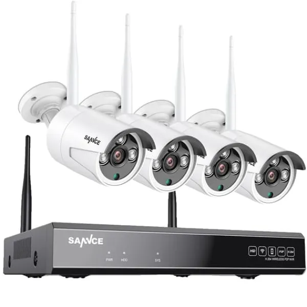 Discount Sikkerhedskamera system, 8 kanals NVR, vejrbestandige udendørs kameraer, Hvid, Ingen Sikkerhedsmonitorer & Videokameraer