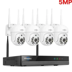Sikkerhedsmonitorer & Videokameraer^Sikkerhedskamera system, 8 kanaler, H.265+ kompression, trådløs forbindelse,1T, 5MP PTZ-system