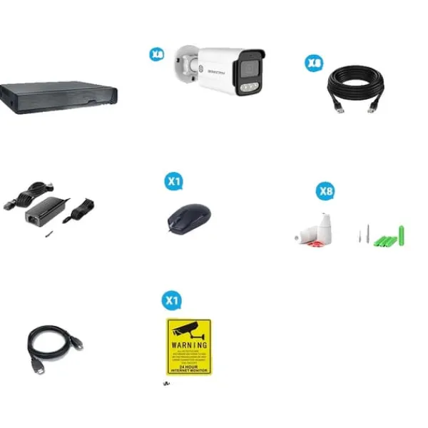 Sikkerhedsmonitorer & Videokameraer^Sikkerhedskamera System, 5 MP Opløsning, Nattesyn Funktion,8CH NVR 8 KAMERA, Ingen