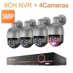 Hot Sikkerhedskamera System, 8 Kanaler, Fuld Farve Nattesyn,3T (udendørs sport), 8CH 4 Kamera 5MP Sikkerhedsmonitorer & Videokameraer