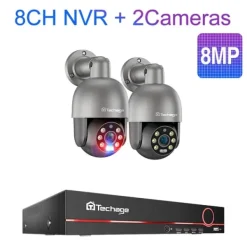 Clearance Sikkerhedskamera System, 8 Kanal NVR, Forbedret Nattesyn,8CH 2stk Kamera 8MP, 3T (udendørs sport) Sikkerhedsmonitorer & Videokameraer