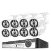 Sikkerhedsmonitorer & Videokameraer^Sikkerhedskamera system, AI ansigtsdetektion, farve natvision,8CH NVR 8PCS CAM 5MP, 1T