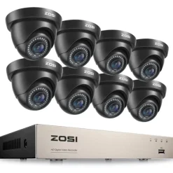 New Sikkerhedskamera system, 8CH DVR optager, 2MP Dome kameraer,8 sorte kameraer, Ingen Sikkerhedsmonitorer & Videokameraer