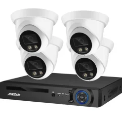 Sikkerhedsmonitorer & Videokameraer^Sikkerhedskamera system, 8MP 4K opløsning, AI farve natvision, , 4CH NVR and 4 Camera, 1T