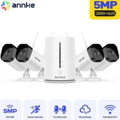 Sikkerhedsmonitorer & Videokameraer^Sikkerhedskamera System, 5MP Opløsning, Nattesyn Funktionalitet,5MP 4Stk Kamera