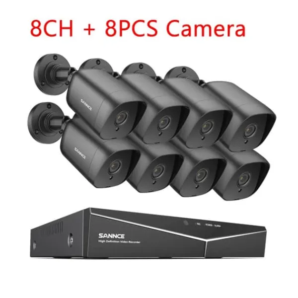 New Sikkerhedskamera System, 5MP Opløsning, Udvidelig Op Til 8 Kameraer,2T, 1080P 8PCS DVR Kit Sikkerhedsmonitorer & Videokameraer
