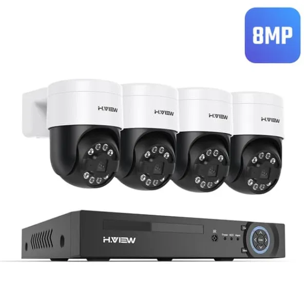 Sikkerhedsmonitorer & Videokameraer^Sikkerhedskamera System, 8MP Opløsning, Fjernadgang,4stk 8MP Kamera, 2T