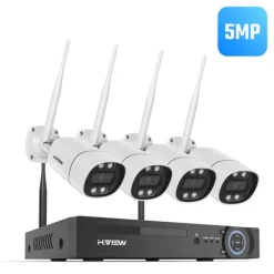 Hot Sikkerhedskamera System, 5MP Opløsning, Nattesyn Støtte,4stk 5MP Kamera, Ingen Sikkerhedsmonitorer & Videokameraer