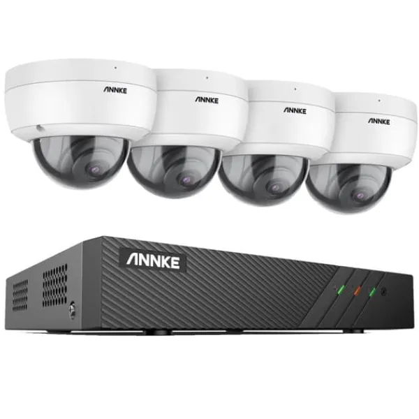 Outlet Sikkerhedskamerasystem, 5MP opløsning, 8-kanals videoindgang, MicroSD-lagring,1T, 8CH NVR 4Pcs Kamera Sikkerhedsmonitorer & Videokameraer