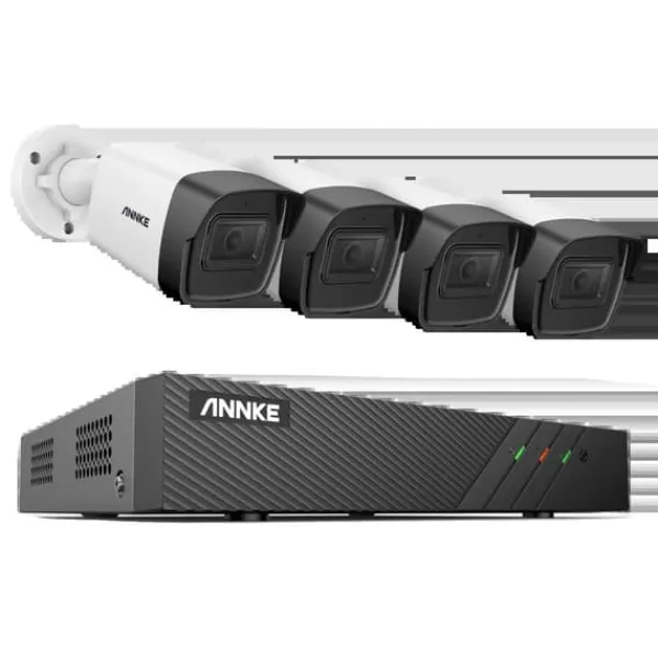 Sikkerhedsmonitorer & Videokameraer^Sikkerhedskamerasystem, 5MP opløsning, 8-kanals videoindgang, MicroSD-lagring,8CH NVR 4Pcs Kamera-b, 2T