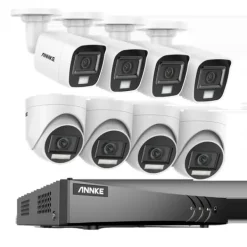 Sikkerhedsmonitorer & Videokameraer^Sikkerhedskamerasystem, 5MP højopløsningskvalitet, 8CH DVR med nattevision,8CH DVR 8Pcs Kits-a, 4T