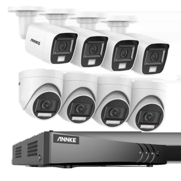 Sikkerhedsmonitorer & Videokameraer^Sikkerhedskamerasystem, 5MP højopløsningskvalitet, 8CH DVR med nattevision,8CH DVR 8Pcs Kits-a, 4T