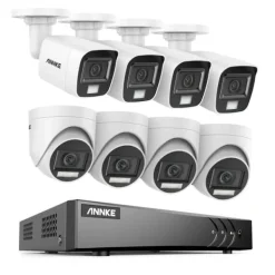 Sikkerhedsmonitorer & Videokameraer^Sikkerhedskamerasystem, 5MP højopløsningskvalitet, 8CH DVR med nattevision,8CH DVR 8Pcs Kits-a, 4T