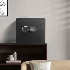 Pengeskabe^Sikkerhedsskab 1,2 kubikfod med digitalt tastatur og nøgler. Beskyt penge, smykker og dokumenter hjemme eller på hotellet. 15,8x11,8x13,8