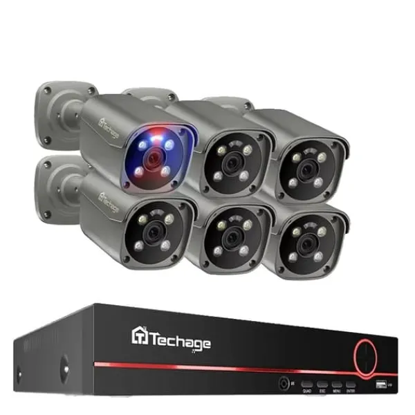 Outlet Sikkerhedssystem, 8 Kanaler, 4K IP Kameraer,Ingen indbygget HDD, 8CH 6Stk 8MP Kamera Sikkerhedsmonitorer & Videokameraer