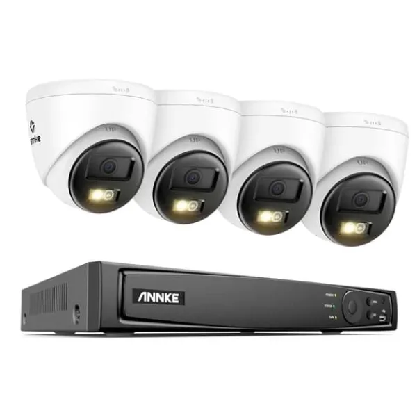 Sale Sikkerhedssystem, 4K Ultra HD opløsning, To-vejs lyd, 8CH 4 stk kamera, Ingen Sikkerhedsmonitorer & Videokameraer