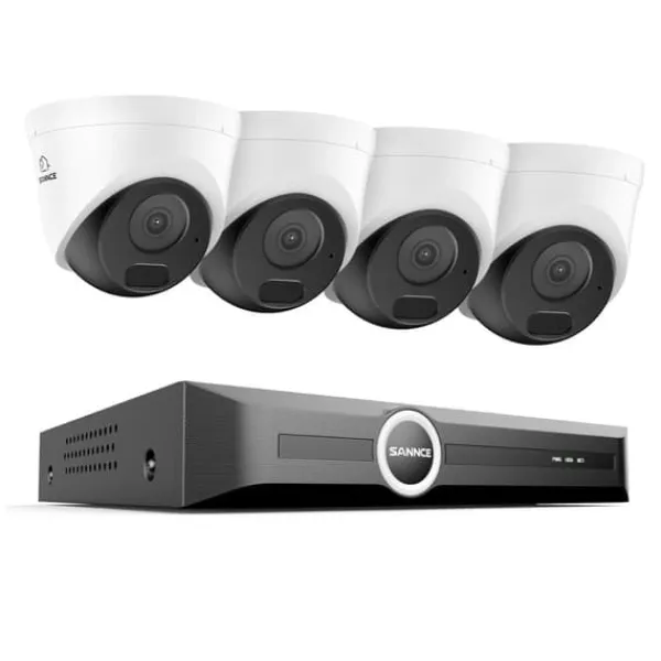 Sikkerhedsmonitorer & Videokameraer^Sikkerhedssystem, 5MP opløsning, natvision op til 30 meter,4PCS Kamera, 4T