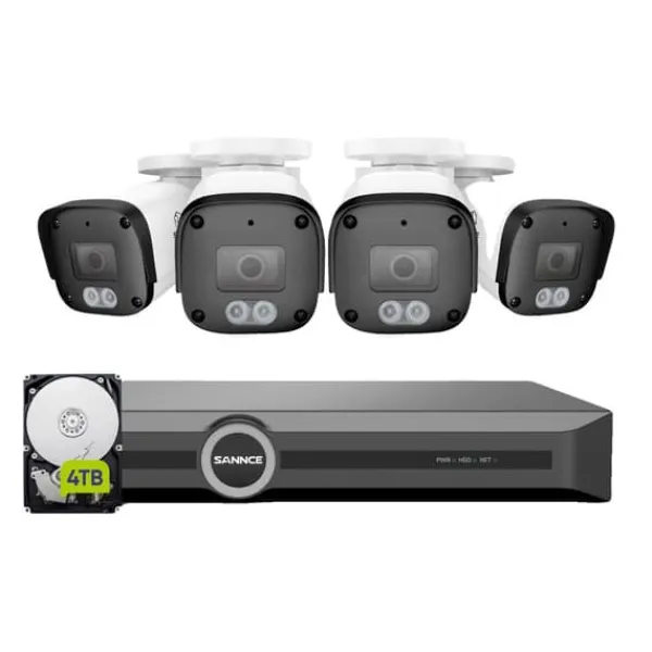 Sikkerhedsmonitorer & Videokameraer^Sikkerhedssystem, 5MP opløsning, menneske- og køretøjsdetektion, natvision op til 30 meter,4STK 4TB