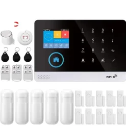 Clearance Sikkerhedssystem, trådløs forbindelse, 99 zoner, kompatibel med Alexa,4G WiFi Kit F, EU stik Hjemmealarmsystemer