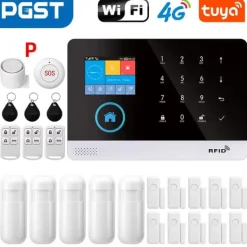 Clearance Sikkerhedssystem, trådløs forbindelse, 99 zoner, kompatibel med Alexa,4G WiFi Kit F, EU stik Hjemmealarmsystemer