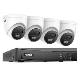 Discount Sikkerhedssystem, Ultra HD opløsning, PoE netværksforbindelse, 8CH NVR 4 stk kamera, Ingen Sikkerhedsmonitorer & Videokameraer