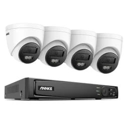 Discount Sikkerhedssystem, Ultra HD opløsning, PoE netværksforbindelse, 8CH NVR 4 stk kamera, Ingen Sikkerhedsmonitorer & Videokameraer
