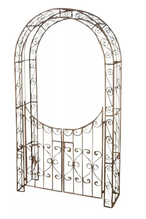 Best Sina Antique Brown Metal Rose Arch with Lockable Gate - 235cm Height Buer, Spalier, Lysthuse Uden Tag