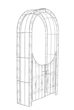 Outlet Sina Rose Arch with Gate - Antique White Metal Garden Arbor, Heavy Duty Climbing Plant Trellis Buer, Spalier, Lysthuse Uden Tag