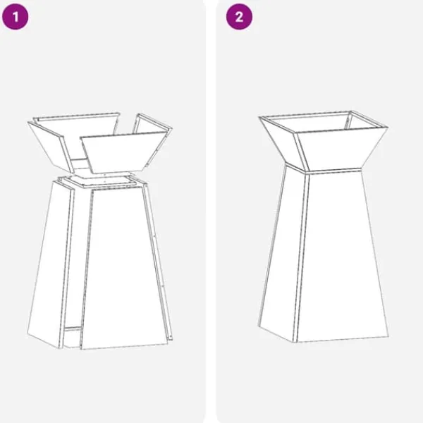 Plantestativer^Søjle Plantekasse i Stål - Moderne Trapezoid Design | Farve: Antracit | Størrelse: 35x35x73 cm