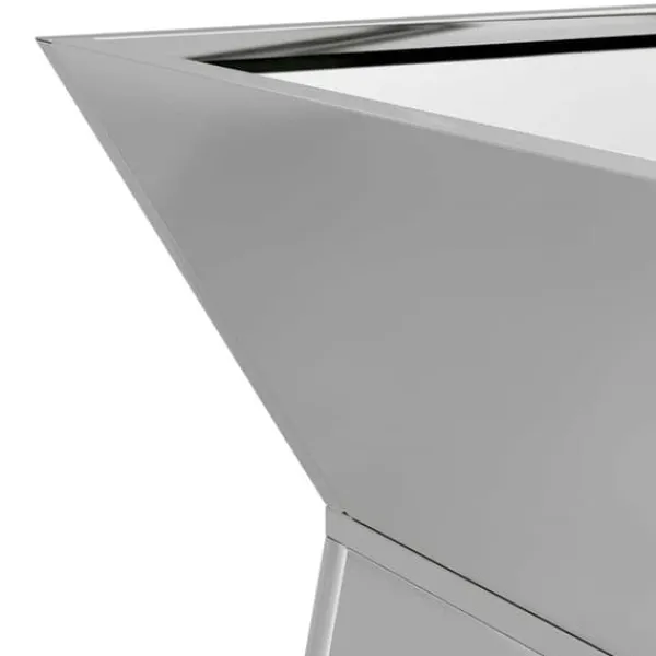 Krukker & Plantebeholdere^Søjle Plantekasse i stål – Moderne trapezoid design | Størrelse: 35x35x73 cm | Farve: Sølv