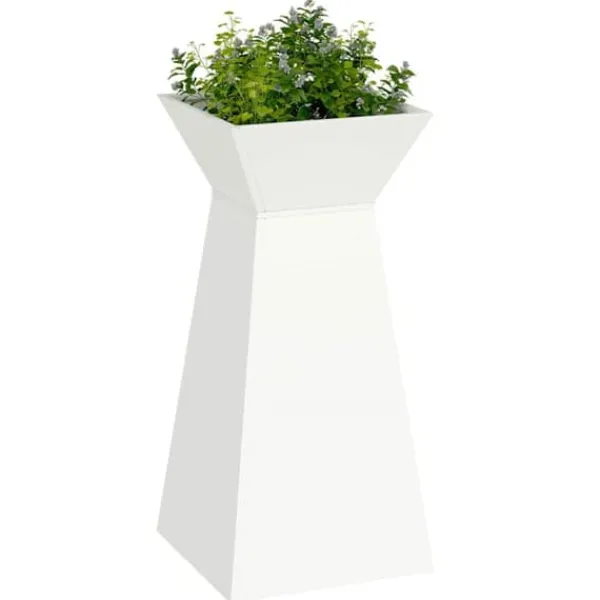 New Søjle Plantekasse i Stål - Trapezoidal Design | Farve: Hvid | Størrelse: 35x35x73 cm Plantestativer