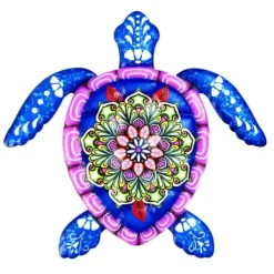 Outlet Skildpadde jern Vægskilt Have Ornament 21,5x20cm - Blå Havedekorationer