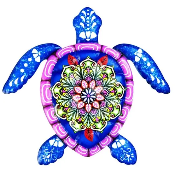 Outlet Skildpadde jern Vægskilt Have Ornament 21,5x20cm - Blå Havedekorationer