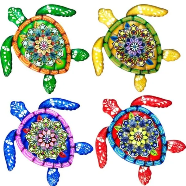Havedekorationer^Skildpadde jern Vægskilt Have Ornament 21,5x20cm - Grøn