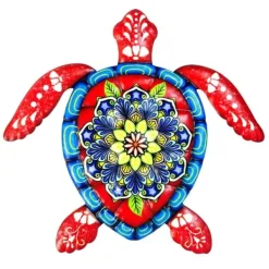 Best Skildpadde jern Vægskilt Have Ornament 21,5x20cm - Rød Havedekorationer