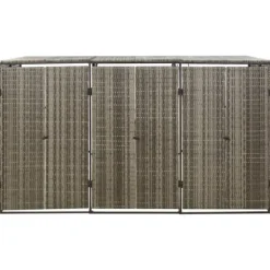 Skjul för tre soptunnor i konstrotting - Trädgårdsförvaring | Färg: Grå | Storlek: 207x80x117 cm Skure, Garager & Carports