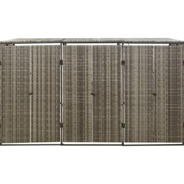Skjul för tre soptunnor i konstrotting - Trädgårdsförvaring | Färg: Grå | Storlek: 207x80x117 cm Skure, Garager & Carports