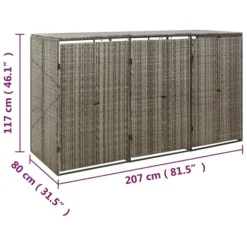 Skjul för tre soptunnor i konstrotting - Trädgårdsförvaring | Färg: Grå | Storlek: 207x80x117 cm Skure, Garager & Carports