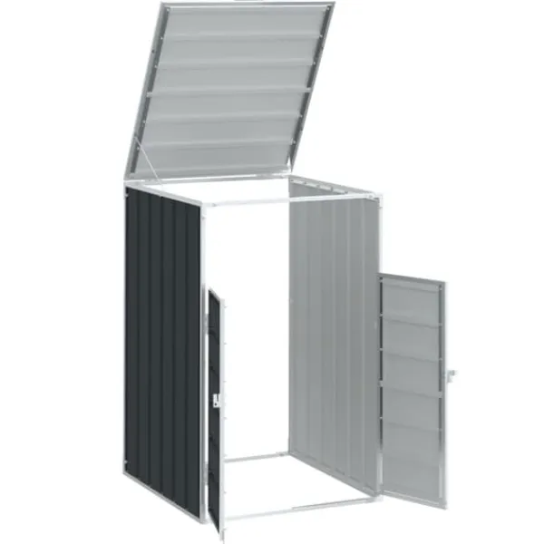 Outlet Skraldespandsskjuler i stål - Praktisk og vejrbestandig | Størrelse: 72x81x115 cm | Farve: Antracitgrå Skure, Garager & Carports