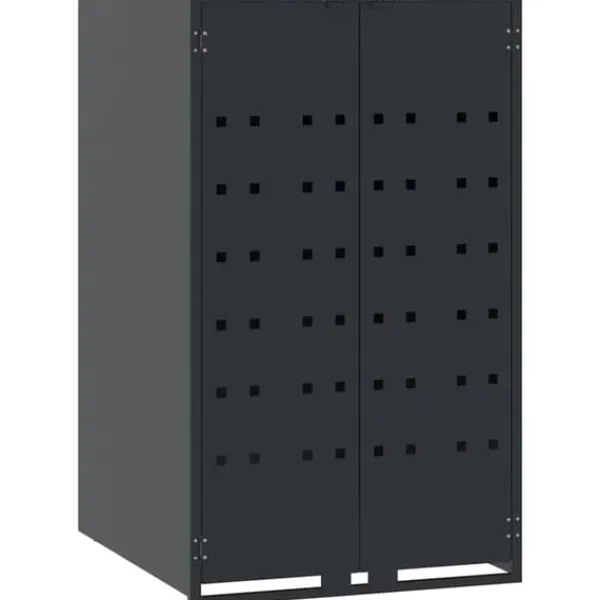 Hot Skraldespandsskjuler i stål med 6 rum - Stabil og vejrbestandig | Størrelse: 414x79x117 cm | Farve: Antracit Skure, Garager & Carports