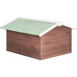Best Skur til robotplæneklipper 72x87x50 cm fyrretræ brun og hvid - Træskur Til Plæneklipper - Træskure Til Plæneklippere - Home & Living Skure, Garager & Carports