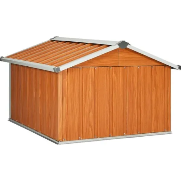 Skure, Garager & Carports^Skure & Redskabsskure - Living garage til robotplæneklipper 92x97x63 cm galvaniseret stål brun