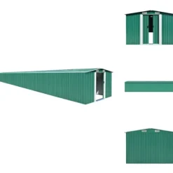 Skure & Redskabsskure - Living haveskur 257x990x181 cm galvaniseret stål grøn Skure, Garager & Carports