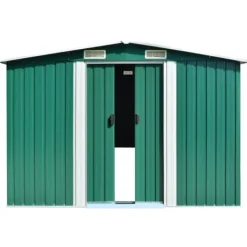 Skure & Redskabsskure - Living haveskur 257x990x181 cm galvaniseret stål grøn Skure, Garager & Carports