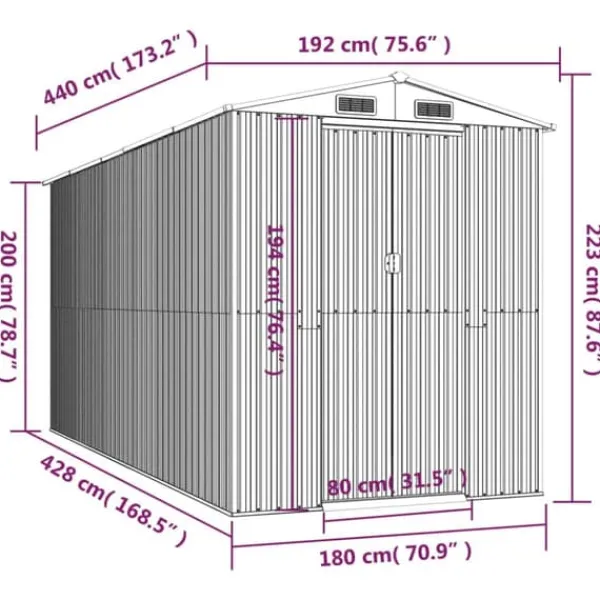 Skure, Garager & Carports^Skure & Redskabsskure - Living haveskur 192x440x223 cm galvaniseret stål mørkebrun